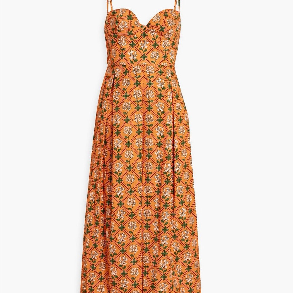AGUA BY AGUA BENDITA Mambo Herbal Floral Print Cotton Popplin Dress
